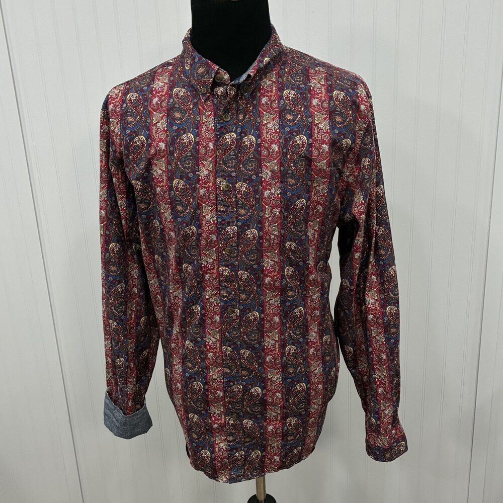 Cody James Men's 3XL Multicolor Paisley Contrast Cuff Button-Up Western Shirt